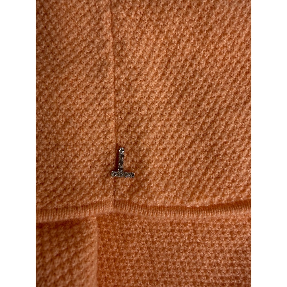 Lafayette 148 New York Peach 100% Cashmere Honeycomb Knit Sweater Size M KC04 - Picture 6 of 6
